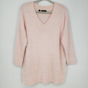 3/$25 Venus Fuzzy Relaxed Fit Tunic Sweater M Womens Light Pink